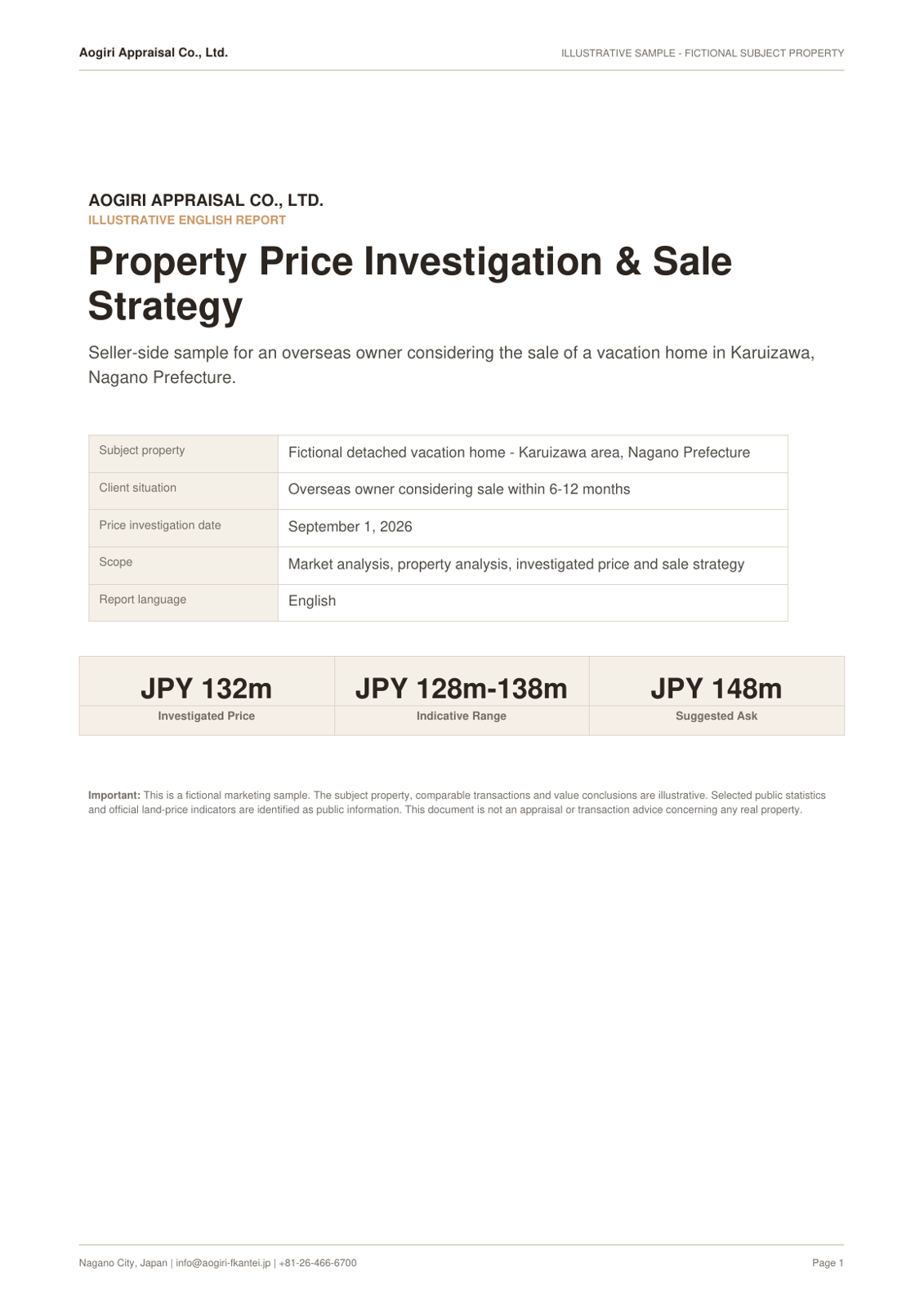 Karuizawa price investigation sample preview